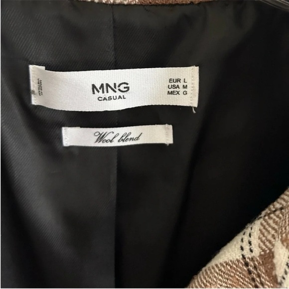 Mango MNG Long Plaid Double Breasted Check Coat Wool Blend - Picture 10 of 11